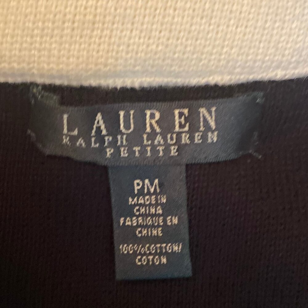 Lauren Ralph Lauren Black & White Sweater Jacket Off Set Zipper Detail Size MP - Picture 6 of 10